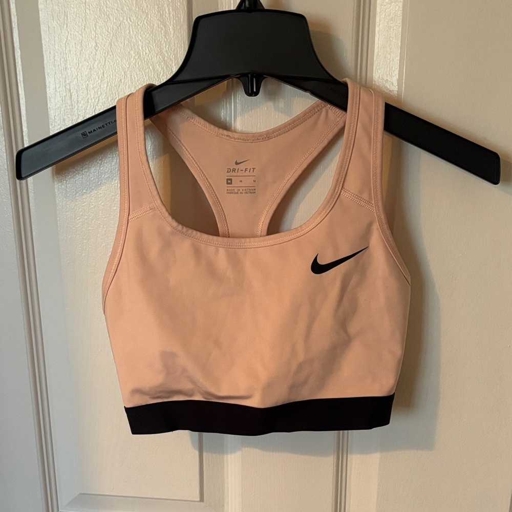 Nike Women's Light Pink and Black Sports Bra